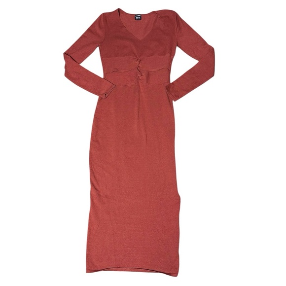 Sofia Richie x Bar III Terracotta Long Sleeve Sweater Bodycon Dress Size Medium - Picture 2 of 8